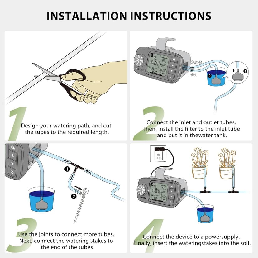 DIAFIELD Automatic Watering System for 15 Potted Plants, Indoor Watering System for Plants, Automatic Drip Irrigation Kit with 30-Day Programmable Water Timer, Power Supply & No Battery Backup