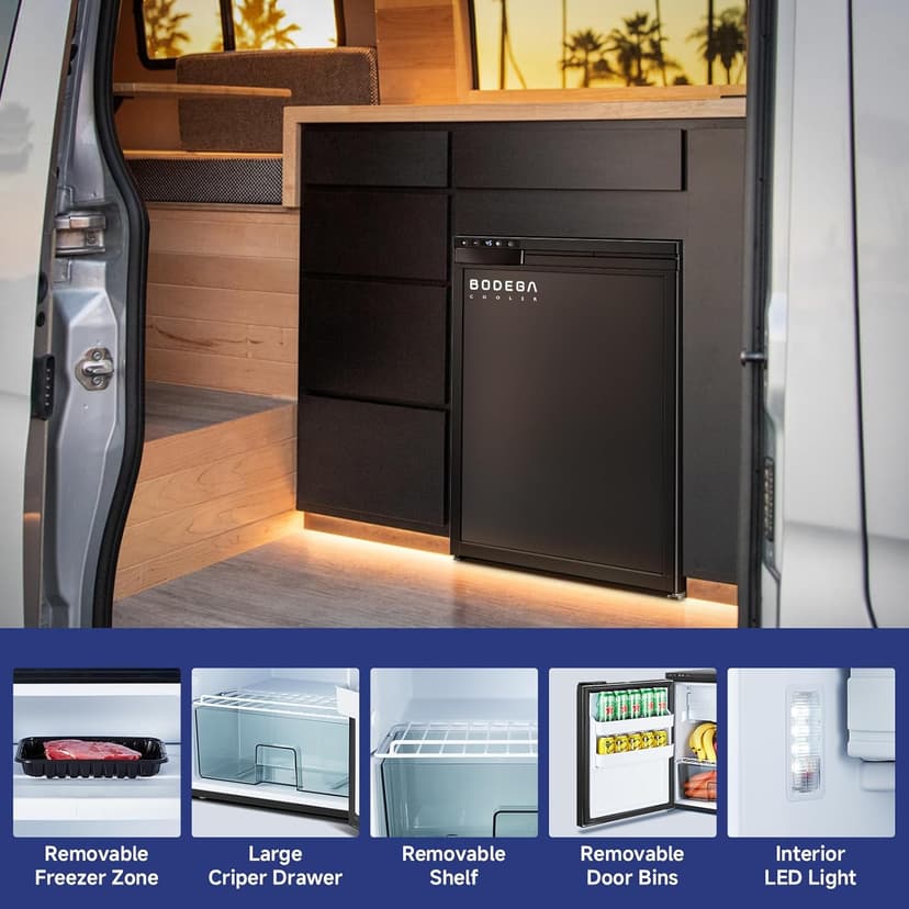 BODEGACOOLER 12 Volt Refrigerator, RV Refrigerator APP Control, 65L(2.3cu.ft.) RV Fridge Freezer, Car Refrigerator with Lock, (4℉-46℉) Travel Compressor Cooler 12/24V DC for Truck, RV, Camping