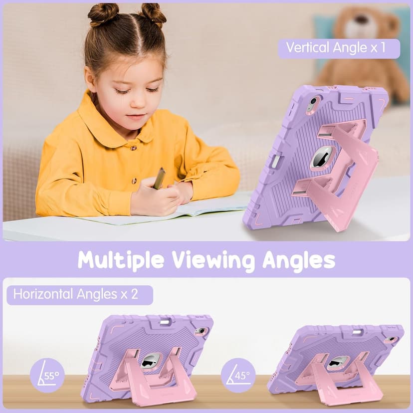 Fintie Kids Friendly Case for iPad (A16) 11th Generation 11 Inch (2025), iPad 10th Generation 10.9 Inch (2022), Fully-Body Rugged Heavy Duty Shockproof Protective Case with Kickstand, Purple