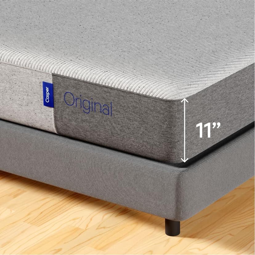 Casper Sleep Original Foam, King Size Mattress with Zoned SupportTM - Medium Firm Memory Foam Bed in a Box - 100-Night Trial - 10 Year Warranty - CertiPUR-US Mattress, Light Grey