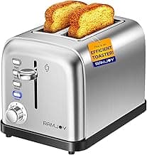 Toaster 2 Slice, Extra Wide Slot Toaster for Bagels, Bread, Waffles, 7 Shade Settings, 4 Main Functions, Removable Crumb Tray, 900 Watts Toasters, Brushed Stainless Steel