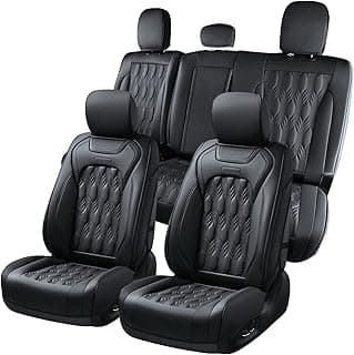 Coverado Fullset Car Seat Covers,Leather Ford F150 Seat Covers Fit for 2015-2025 F150 and 2017-2025 F250 F350 F450 Super Duty Crew Cab XL XLT Lariat King Ranch Platinum (Black)