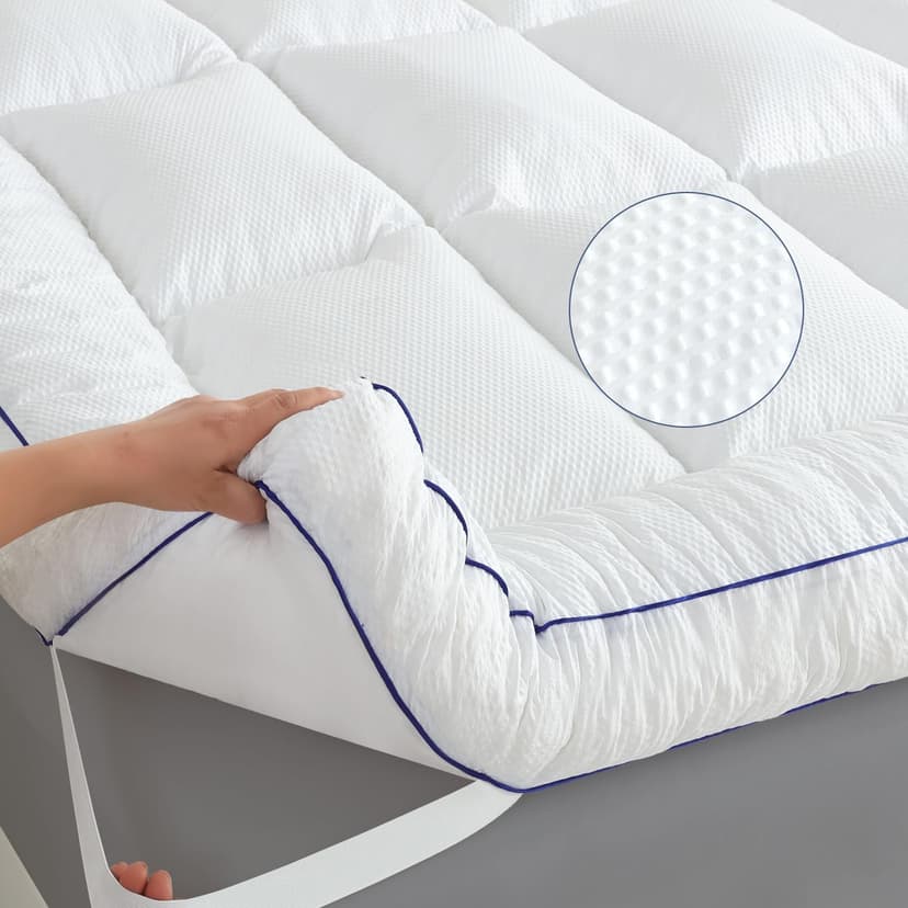WhatsBedding 4 Inch Memory Foam Mattress Topper King Size, with 3D Bubble Mattress Pad Cover, Soft Quilted 100% Cotton Layer for Back Pain, White(78"x80")