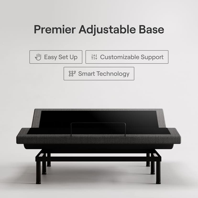 Nectar Premier Adjustable Base - Queen - Head & Foot Incline - Wireless Remote with Memory- 3 Massage Settings - 4 USB Ports - Anti-Snore & Zero Gravity