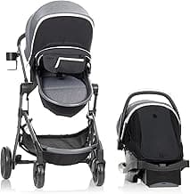 Evenflo Pivot Vizor Modular Reversible Stroller Travel System with LiteMax Infant Car Seat, Available in 6 Modes, Chasse Black