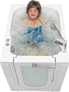 Ella Front Entry 32"x40" Acrylic Hydro Massage Walk-In Bathtub, Right Outward Swing Door, 2 Piece Fast Fill Faucet, 2" Drain