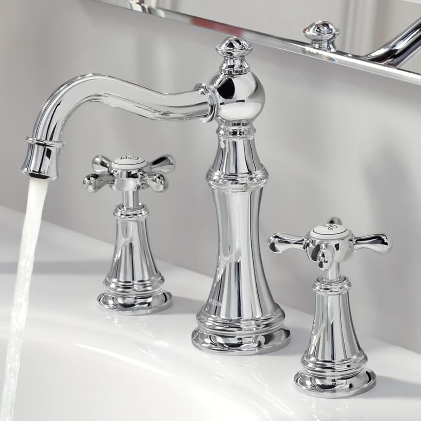 Moen Weymouth Chrome Two-Handle Widespread Cross Handle Bathroom Faucet Trim Set, Valve Required, TS42114