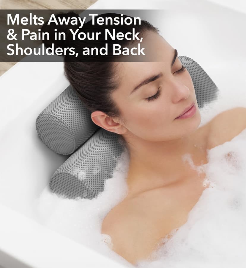 Everlasting Comfort Luxury Bath Pillow - Head, Neck, Back Soft Cushion for Bathtub, Spa & Relaxation