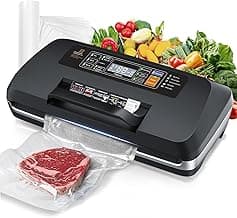 95kpa Vacuum Sealer Machine,Commercial Fully Automatic Food Sealer,10-in-1 Functions & Powerful Sealing System with Double Heat Seal,Easy-Lock Handle,Built-in Cutter,1 Bag Rolls and 10 Pre-cut Bags