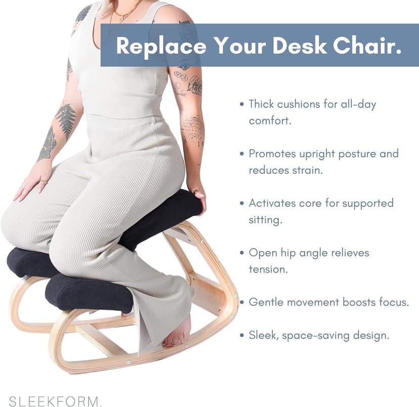Sleekform Austin Kneeling Chair - Home Office Ergonomic Computer Desk Stool For Active Sitting