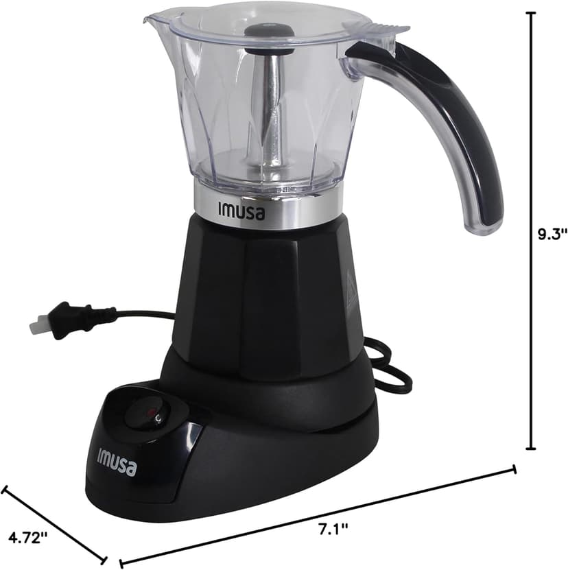 Imusa 6 or 3cup Electric Espresso Maker, Black