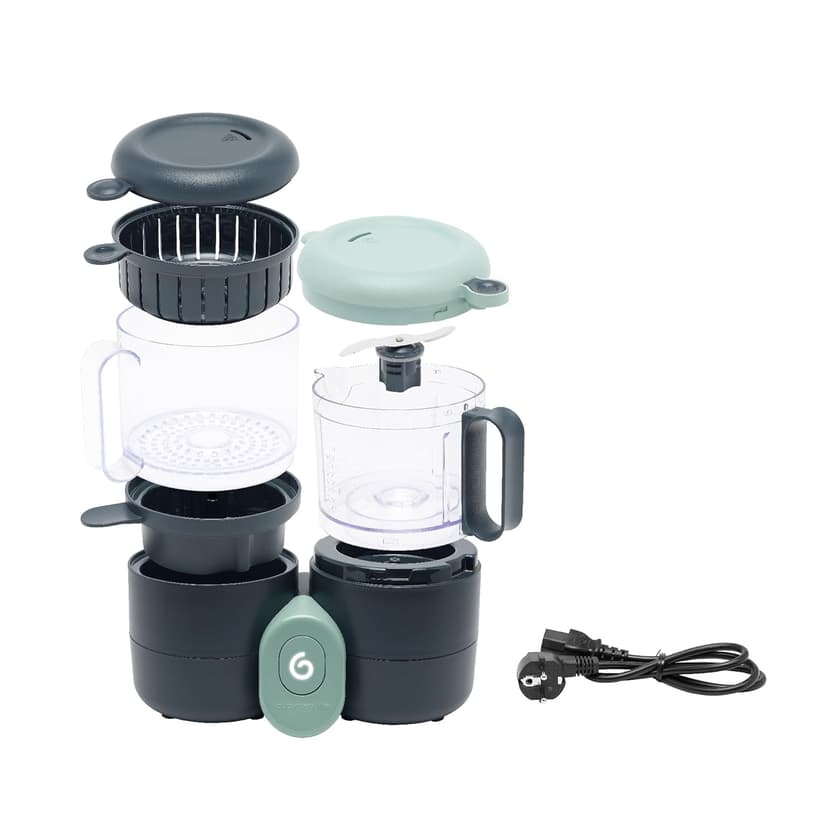 Babymoov Duo Meal Lite Food Maker - 4 in 1 Baby Food Processor with Steam Cooker, Blender, Baby Purees, Warmer and Defroster (Nutritionist Approved), Dark Grey