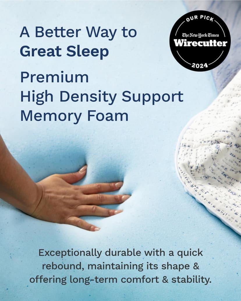 ViscoSoft 3 Inch Memory Foam Mattress Topper Queen - Select High Density Ventilated Mattress Pad - Premium Removable Rayon Cover