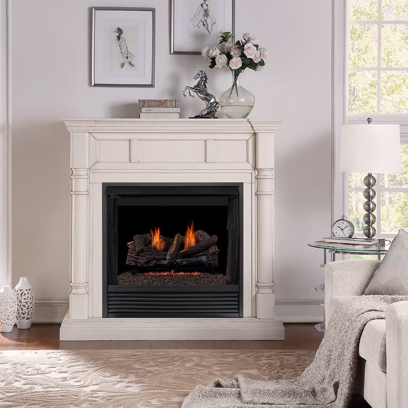Duluth Forge DLS-24T-2 Dual Fuel Ventless Fireplace Logs Set with Thermostat, Use with Natural Gas or Liquid Propane, 33000 BTU, Heats up to 1100 Sq. Ft, Stacked Red Oak, 24 Inches