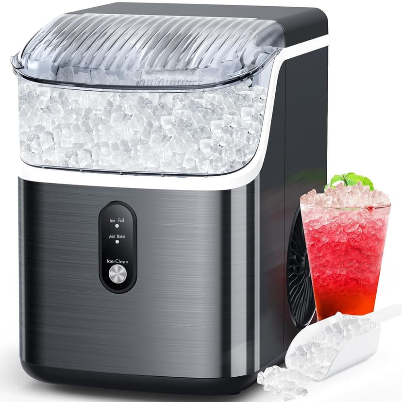 COWSAR Nugget Ice Makers Countertop Soft Chewable Pellet Ice Machine with Auto-Cleaning Function, 35Lbs/24H, Portable Ice Makers for Kitchen, Office, Home,Silver