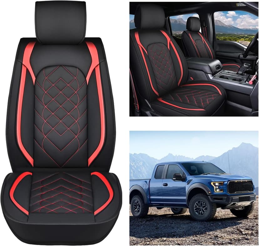 Nilight Car Seat Covers Custom Fit 2009-2024 F150 and 2017-2024 F250 F350 F450 Waterproof Wear-Resistant Leather Anti Slip Cushion Set (2PCS Front Seats Cover)