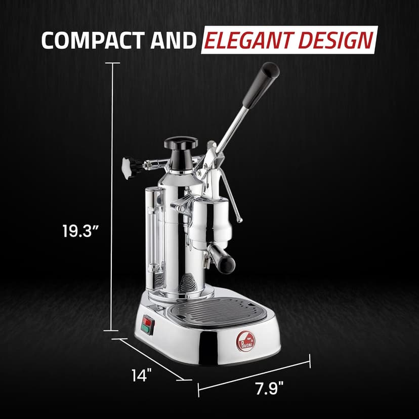 La Pavoni EPC-8 Europiccola Lever Style Espresso Machine – Chrome & Silver – Manual Espresso Maker - 0.8 L Water Capacity, Authentic Italian Craftsmanship for Home Use