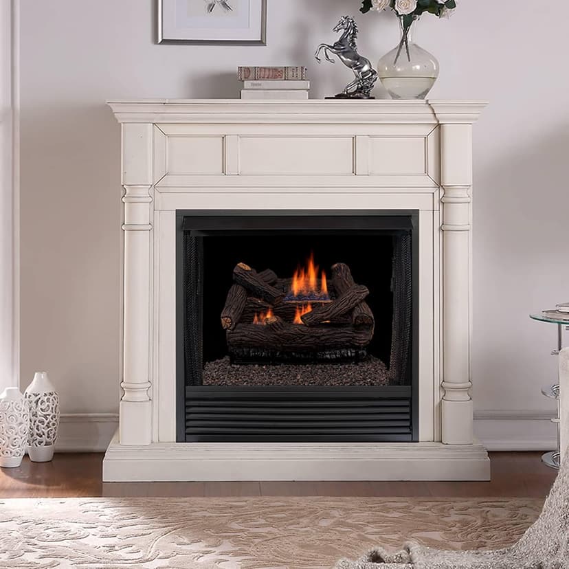 Duluth Forge DLS-18R-2 Dual Fuel Ventless Fireplace Logs Set with Remote Control, Use with Natural Gas or Liquid Propane, 30000 BTU, Heats up to 1000 Sq. Ft, Stacked Red Oak, 18 Inches