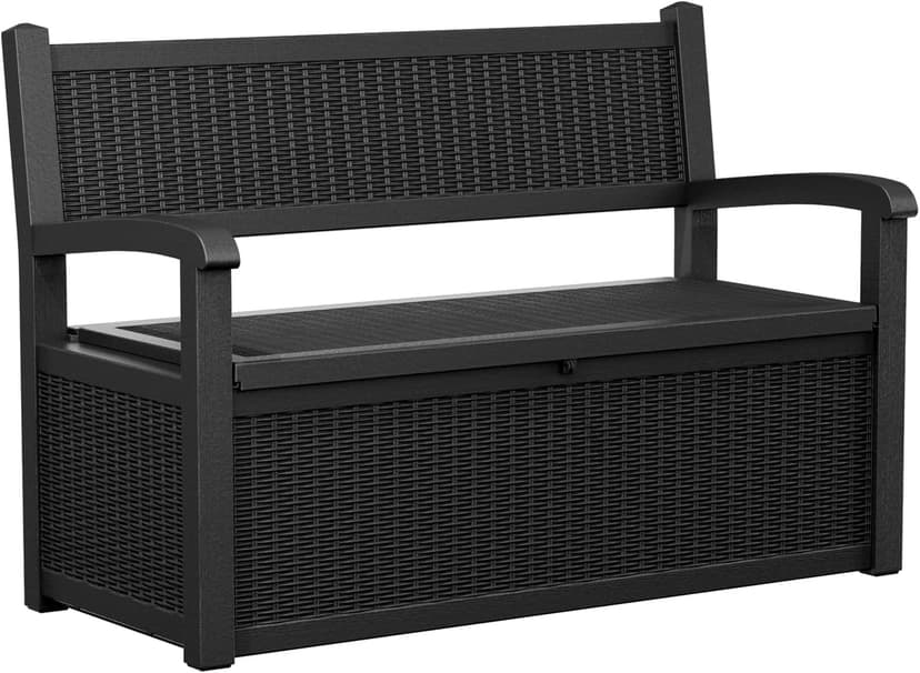 70 Gallon Storage Bench Deck Box Waterproof Lockable,Outdoor Storage Furniture for Patio,Garden and Porch,Tools and Cushions（Black）