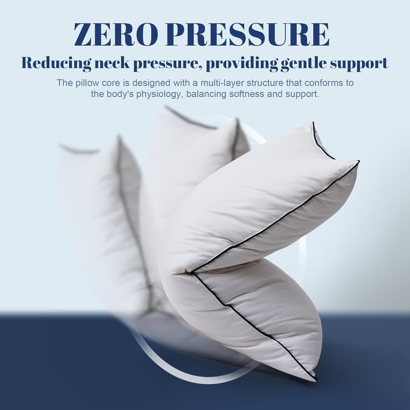 Feather Down Pillows King Size Set of 2, Luxury Hotel Collection Bed Pillow 2 Pack, Airyfil™ Powered Fillings & Feathers Pillow，Fluffy Plush for Side Sleepers, Medium Firm, 20x36 in.
