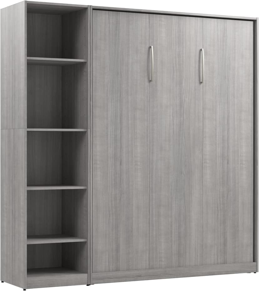 Bestar Claremont Full Murphy Bed with Closet Organizer (79W) in Platinum Gray, Sleeping Arrangement for Multipurpose Room