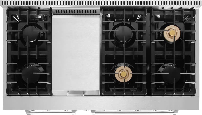 Cosmo COS-DFRL486GK 48 in. Lumin Collection 6.7 cu. ft. Double Oven Dual Fuel Range with 6 Sealed Burners, Rapid Convection, Stainless Steel