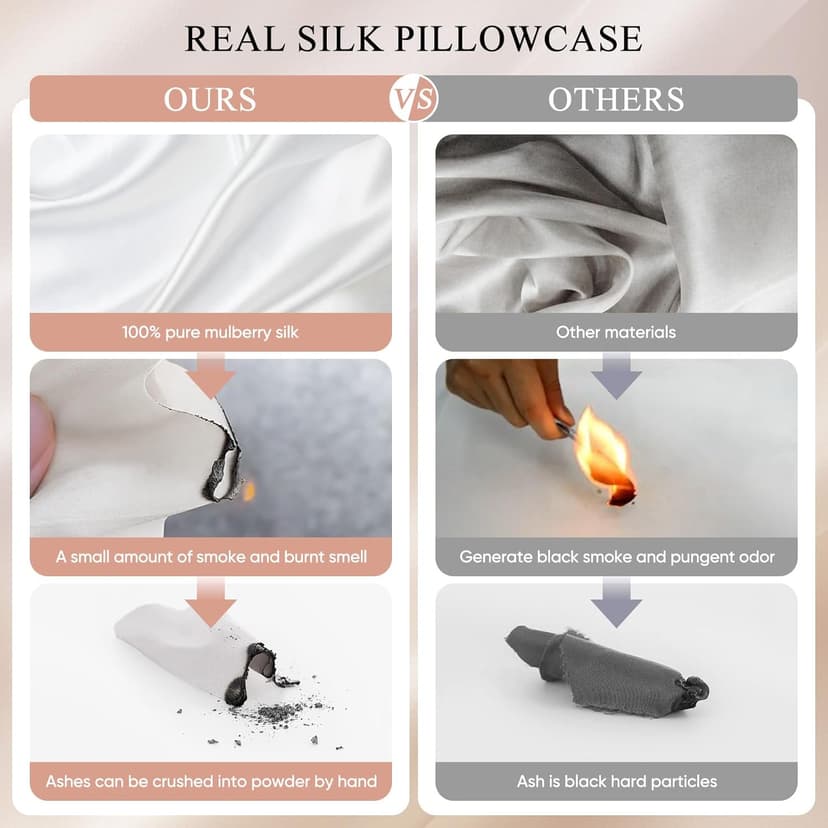 100% Mulberry Silk Pillowcase 22 Momme (SGS Certified) with Free Silk Eye Mask - Luxury Gift-Ready Folded Packaging, Cooling Pillow Cover for Hair & Skin Care (White, Standard (1 Pack))