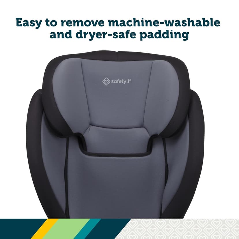 Safety 1st Grow and Go 2-in-1 Booster Car Seat with ComfortWings, Converts High-Back to Backless, 19" Wide, Fits 3 Across, Lightweight, Foldable, Easy-Clean, Cup Holders, 40-100 lbs, Black Sand