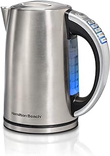 Hamilton Beach 1.7 Liter Temperature Control Electric Kettle, Water Boiler & Heater, Fast Boiling 1500 Watts, BPA Free, Cordless, Auto-Shutoff and Boil-Dry Protection, Stainless Steel (41020R)