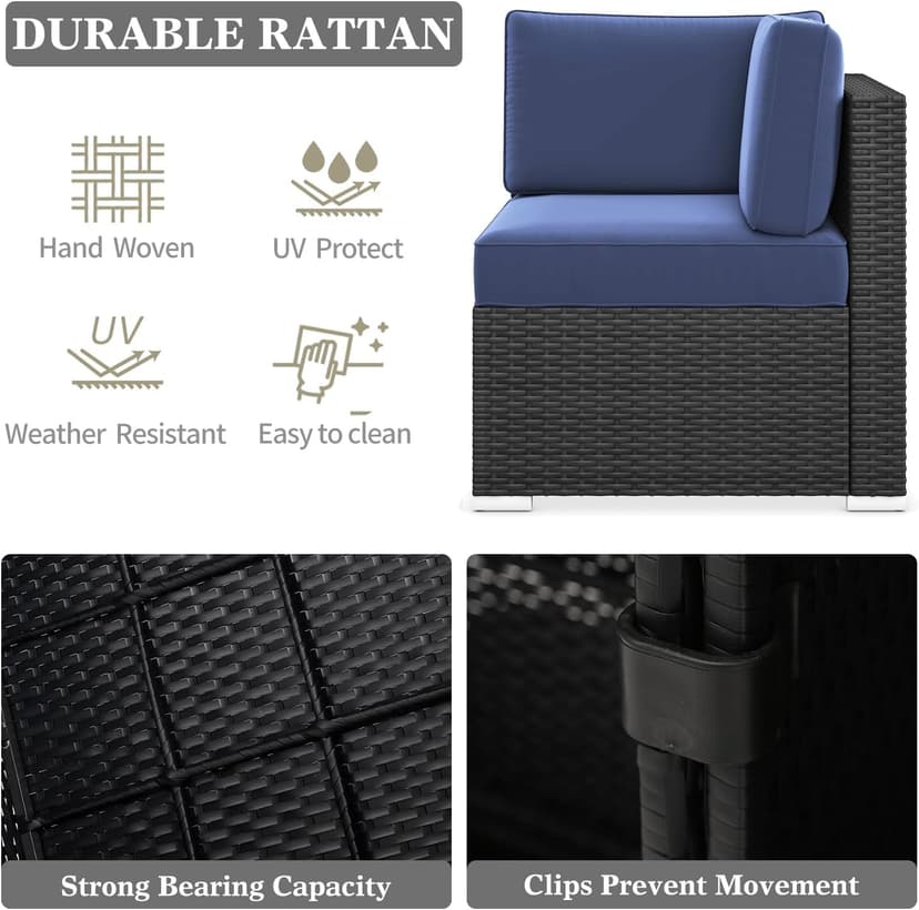 LayinSun 13 Pieces Patio Furniture Set with Fire Pit Table, Black Rattan Modular Sectional Outdoor Conversation Sofa Set, Swivel Rocking Chairs Set