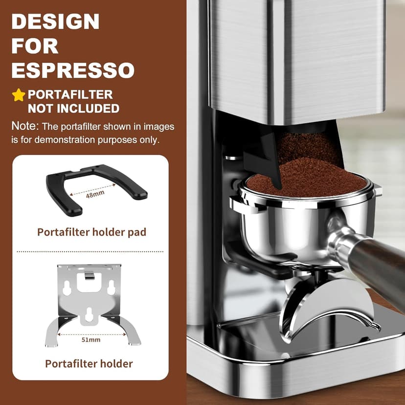 Conical Burr Coffee Grinder Electric, Espresso Coffee Bean Grinder for Home Use Adjustable 48 Grind Settings, 35s Precision Timer, Stainless Steel, Anti-Static for Pour Over/Drip/French Press