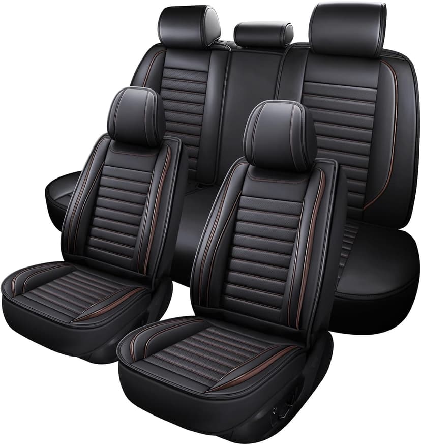 Car Seat Covers for Cars, Faux Leather Seat Covers for Cars SUV Super Breathable Universal Automotive Seat Covers Fit for Most Sedans Balck Brown