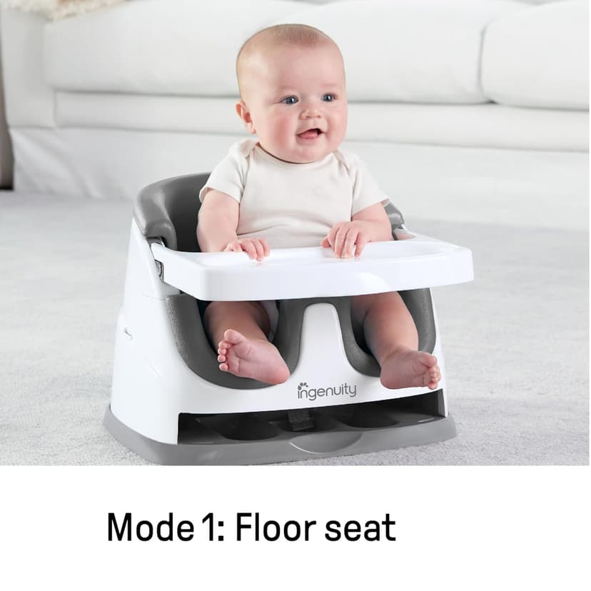 Ingenuity Baby Base 2-in-1 Booster Feeding and Floor Seat with Self-Storing Tray - Slate