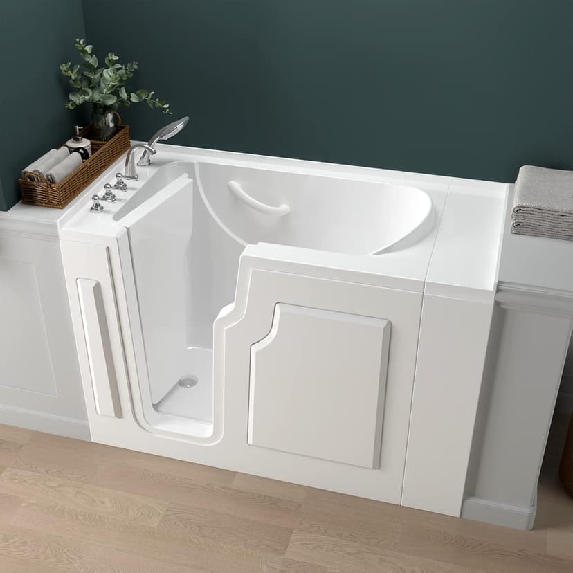 FerdY Floridian 52" Walk-in Bathtub with Left-Side Door Opening and Quick Fill and Drain System, Rectangular Soaking Bathtub in White