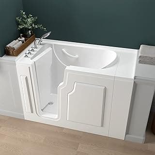 FerdY Floridian 52" Walk-in Bathtub with Left-Side Door Opening and Quick Fill and Drain System, Rectangular Soaking Bathtub in White