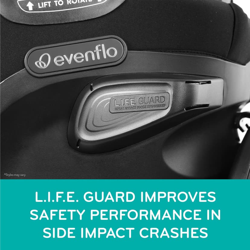 Evenflo Revolve360 Extend All-in-One Rotational Car Seat with Quick Clean Cover (Revere Gray)