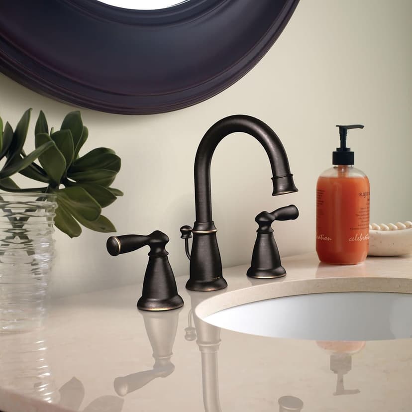 Moen WS84924BRB Banbury Two-Handle High Arc Bathroom Faucet, Mediterranean Bronze