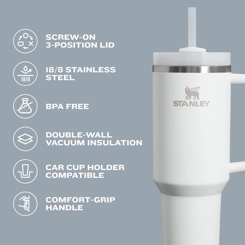 STANLEY Quencher H2.0 Tumbler with Handle and Straw 30 oz | Flowstate 3-Position Lid | Cup Holder Compatible for Travel | Insulated Stainless Steel Cup | BPA-Free | Tigerlily Plum