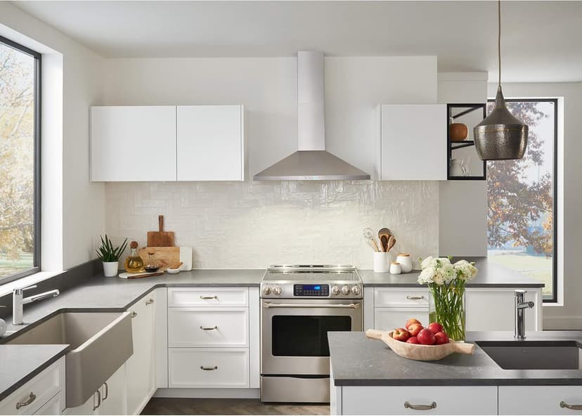 Broan-NuTone BWP1364SS Pyramidal Range LED Lighting Convertiable Wall-Mount Kitchen Chimney Vent Hood, 36-Inch, Stainless Steel
