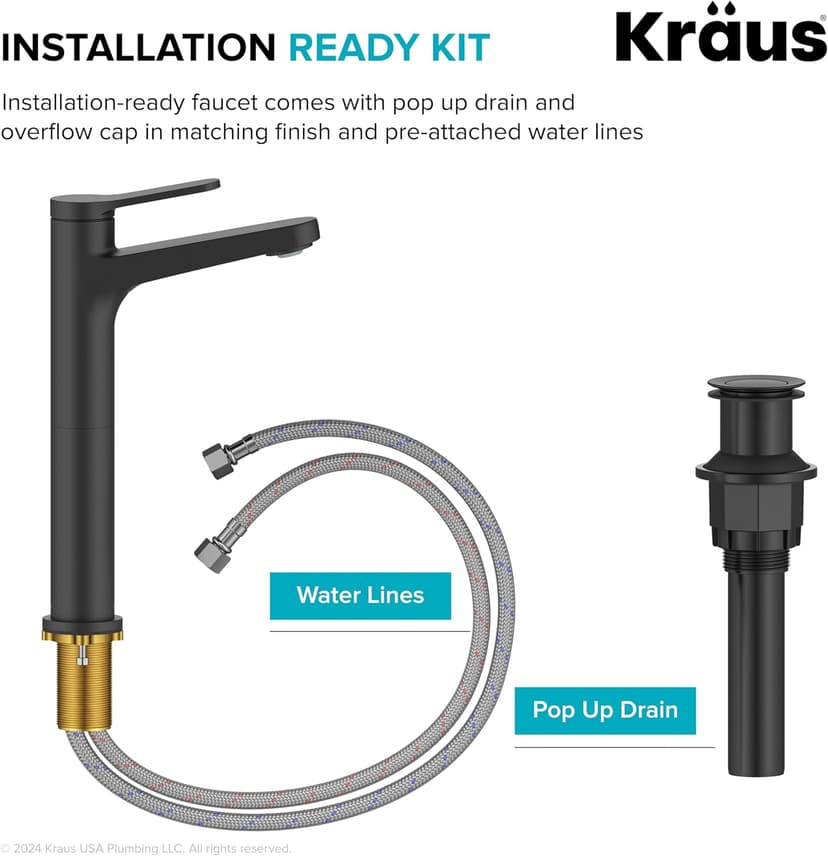KRAUS Indy Bathroom Faucet for Vessel Sink in Matte Black, KVF-1410MB