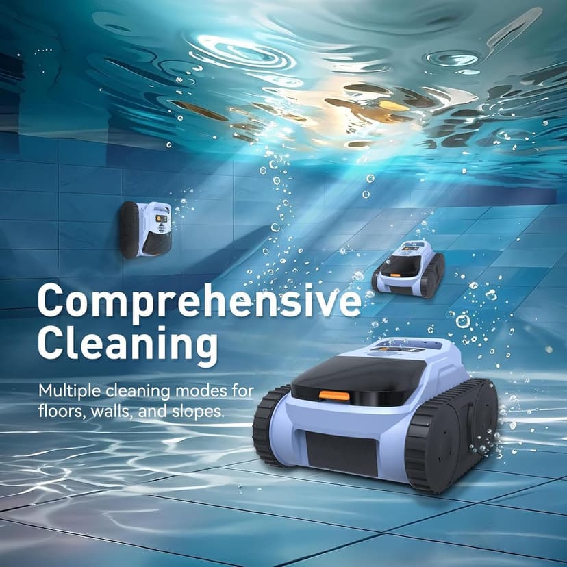 (2025 New) Automatic Pool Vcuum, Cordless Robotic Pool Cleaner, Wall Climbing, Waterline Cleaning, 165 Min Runtime for Above Ground & Inground Pools Up to 2080 sq.ft