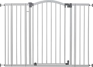 Summer Infant Extra Tall & Wide Safety Pet and Baby Gate, 29.5"-53" Wide, 38" Tall, Pressure or Hardware Mounted, Install on Wall or Banister in Doorway or Stairway, Auto Close Walk-Thru Door - Gray