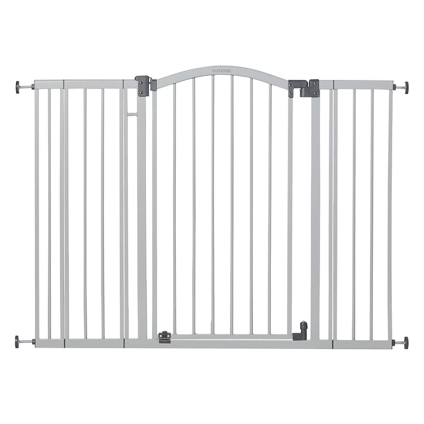 Summer Infant Extra Tall & Wide Safety Pet and Baby Gate, 29.5"-53" Wide, 38" Tall, Pressure or Hardware Mounted, Install on Wall or Banister in Doorway or Stairway, Auto Close Walk-Thru Door - Gray