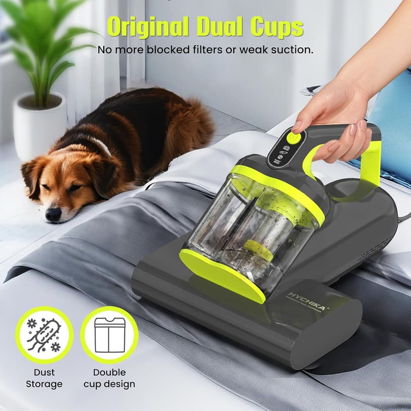 Mattress Vacuum Cleaner UV for Pet Hair,16kPa Power Suction Bed Vacuum,140°F Heated Function,Ultrasonic High Tapping with HEPA Filter,Bed Vacuum Cleaner for Sofa, Couch, Crib(Corded,4.5Amp)
