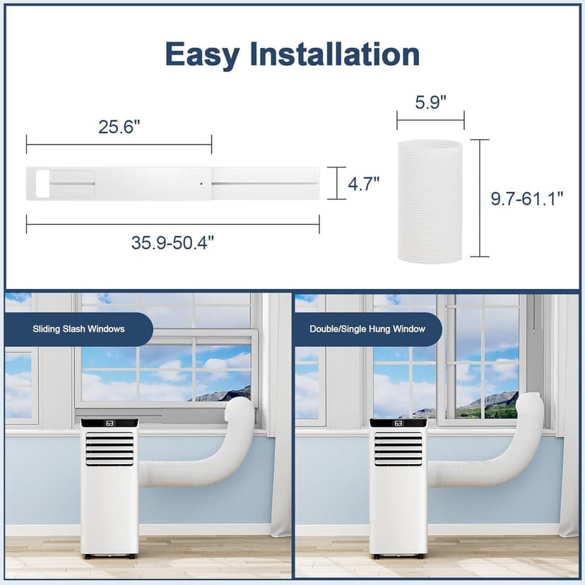 Portable Air Conditioners 8,000 BTU Air Conditioner Portable for Room up to 365 Sq.Ft. Portable AC Unit with Remote Control 4 Modes Dehumidifier Window Mount Kit (8000-07E)