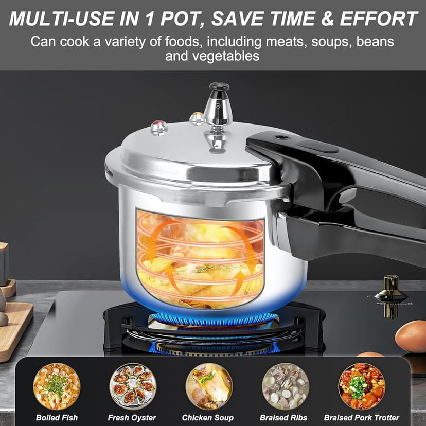Compact Pressure Cooker, 3.17 Quart Aluminum Alloy Pressure Cooker 18cm/7inch Bottom 3L Mini Pressure Cooker for 1-2 Person, Ideal for Solo Cooking, Dorms & Camping Gas Induction Stove Compatible