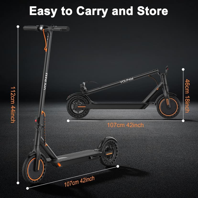 VOLPAM Electric Scooter, 350W/500W, 8.5"/10" Tires, 12/21/28 Miles Range, 16/19/22Mph, Folding E-Scooter with Dual Braking