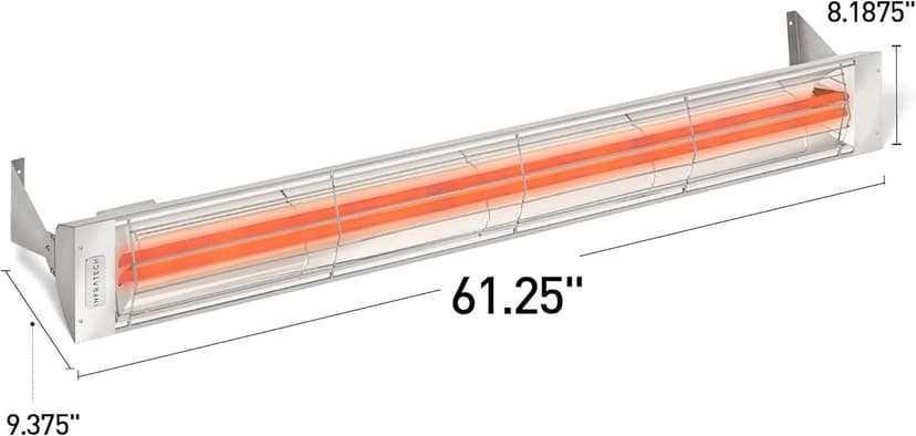 Infratech WD-6024 BL Stainless Steel 61.25” Dual Element Fixture 6000 Watt, 240 Volt, Black Finish