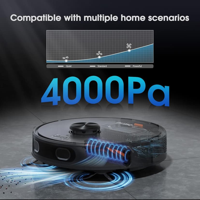 Robot Vacuum and Mop Combo, Mapping Robotic Vacuums Cleaner with LiDAR Navigation Smart & Strong Suction, WiFi/App/Alexa/Voice Control, Obstacle Avoidance, for Home, Wood/Hard Floors, Pet Hair -Grey