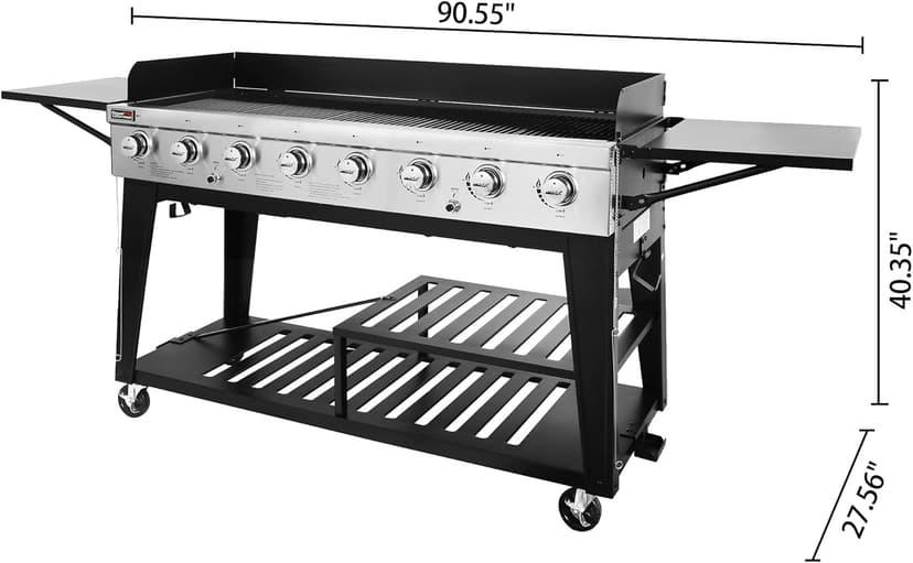 Royal Gourmet Event 8-Burner BBQ Propane Gas Grill with Cover, Picnic or Camping Outdoor
